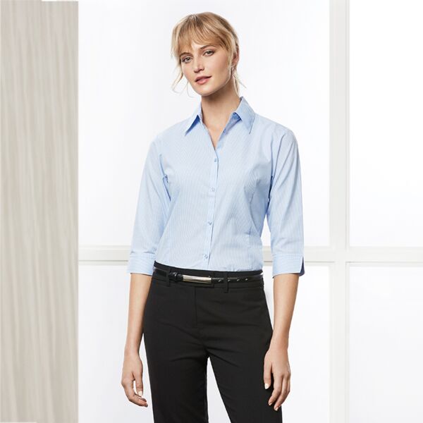 Women Micro Check 3/4 Sleeve Shirt Thumbnail